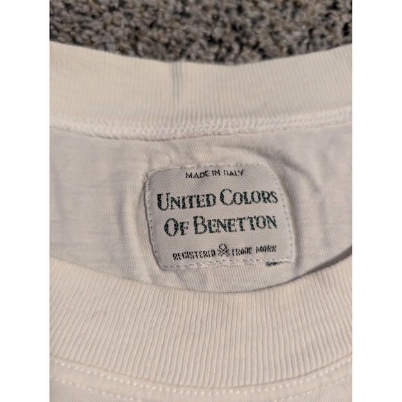 Vintage White United Colors of Benetton Graphic T Shirt Juanita Banana Art Italy - Picture 2 of 5
